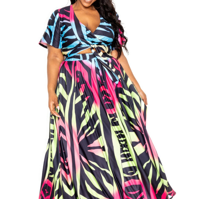 Ombre Animal Maxi Skirt & Top Set
