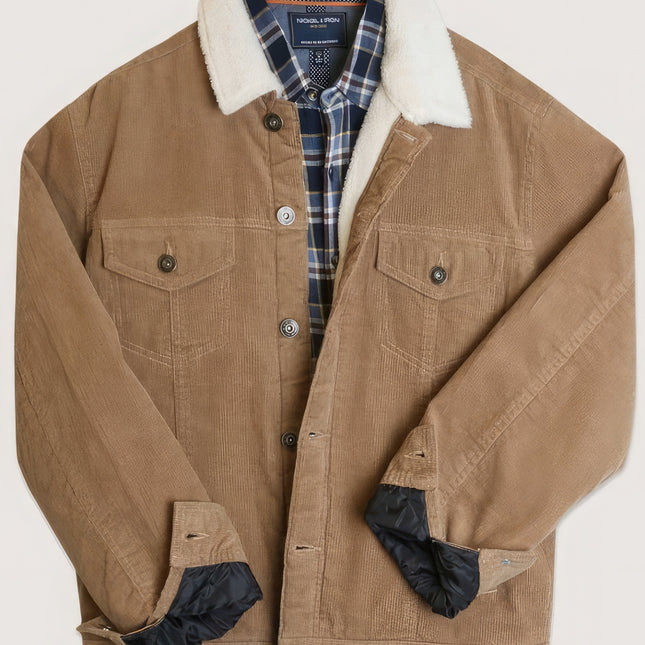Casual Corduroy Lined Trucker Jacket