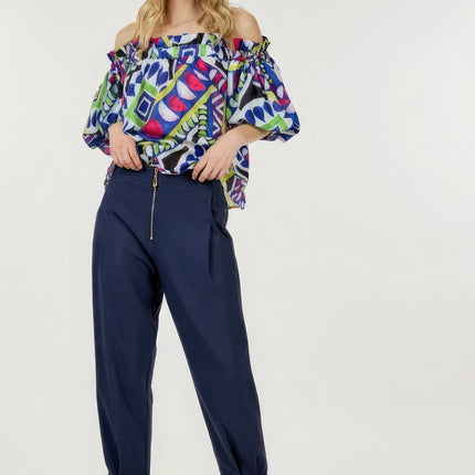 High Waist Zipper Front Skinny Pants